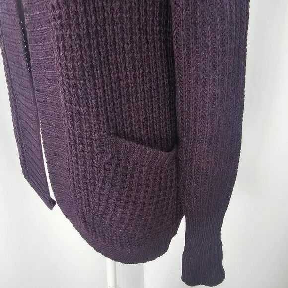 RD Style Women's Purple Open Knit Long Sleeve Cardigan With Pockets Size XSP - Picture 5 of 15